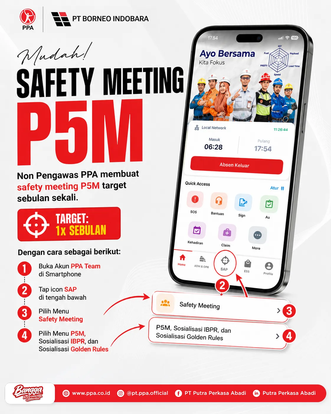 Non Pengawas Wajib Lapor Safety Meeting P5M via Aplikasi PPA Team